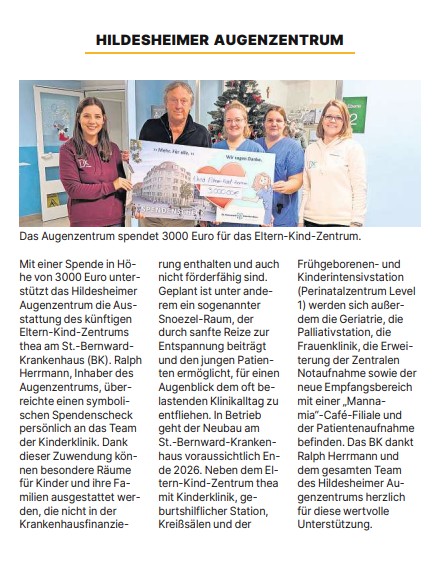 Spende für Eltern-Kind-Zentrum