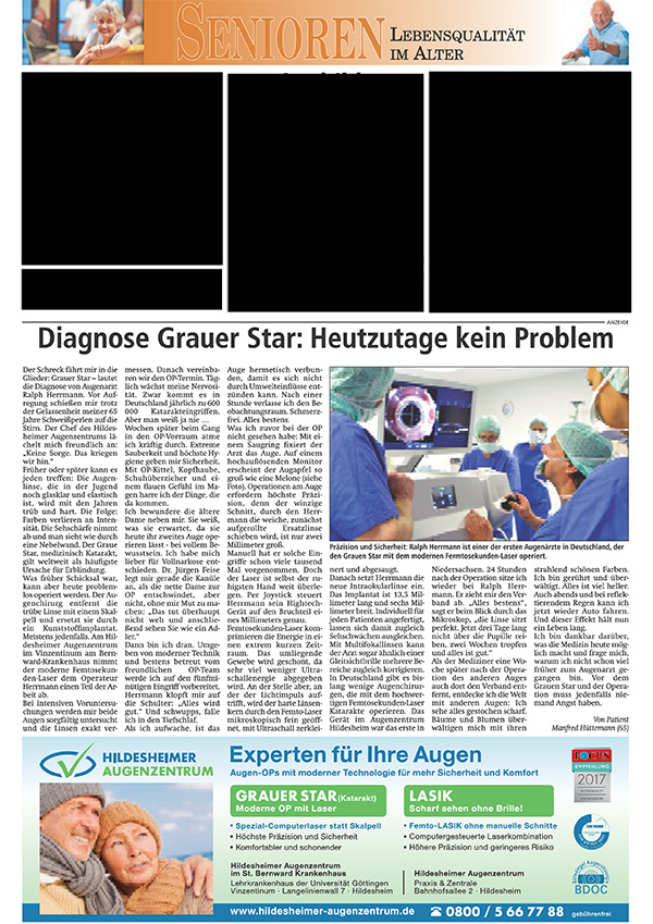 Diagnose Grauer Star: Heutzutage kein Problem