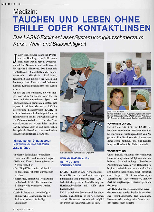 Tauchen und Leben ohne Brille